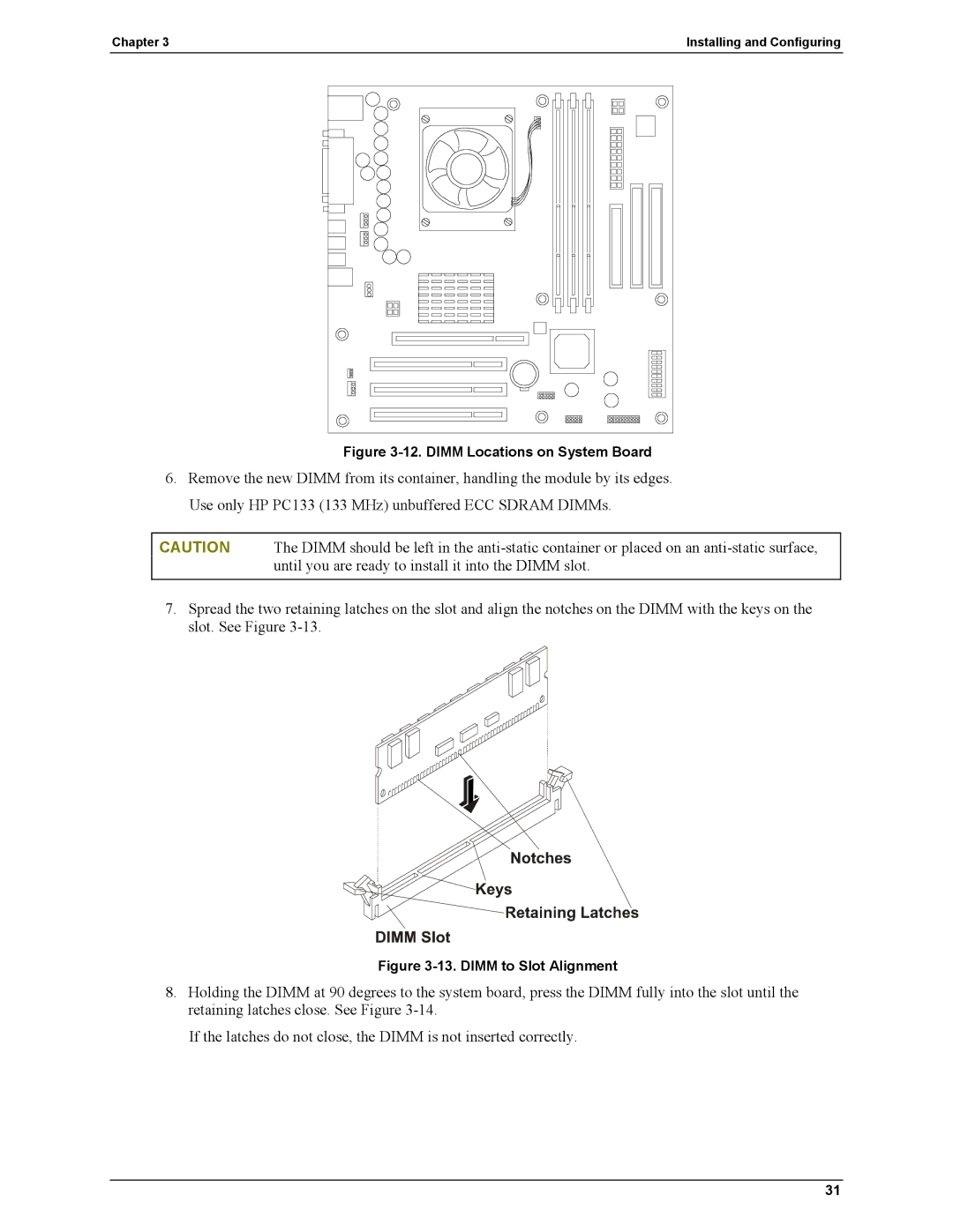 HP Server tc2110 manual Dimm Locations on System Board 