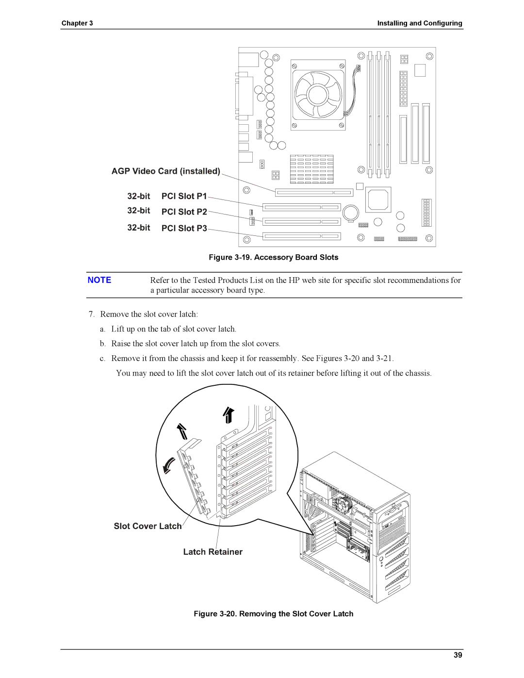 HP Server tc2110 manual Particular accessory board type 