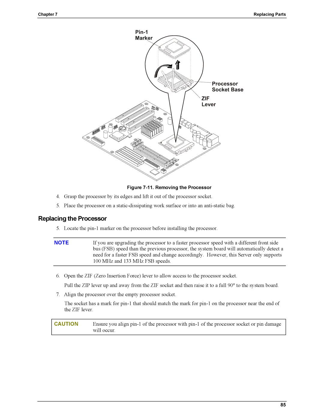 HP Server tc2110 manual Removing the Processor 