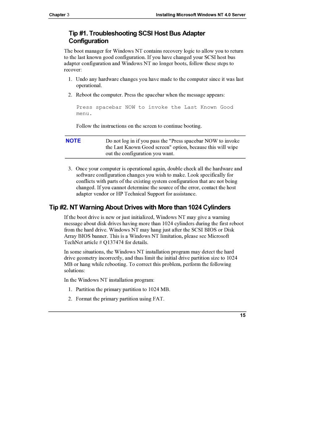 HP Server tc2110 manual Tip #1. Troubleshooting Scsi Host Bus Adapter Configuration 