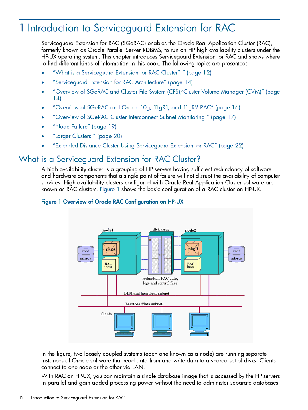 HP Serviceguard Extension for RAC (SGeRAC) manual Introduction to Serviceguard Extension for RAC 