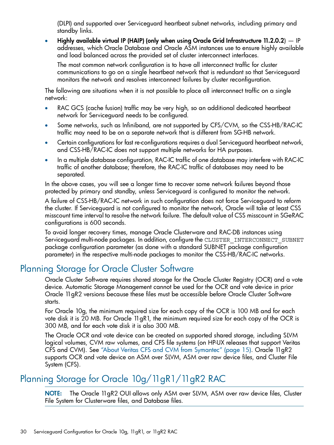 HP Serviceguard Extension for RAC (SGeRAC) manual Planning Storage for Oracle Cluster Software 