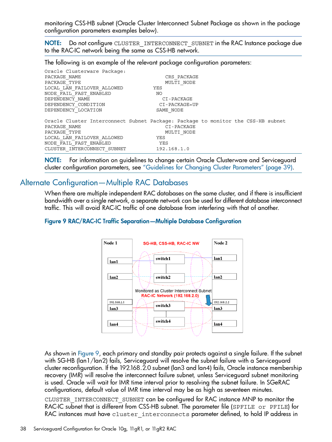 HP Serviceguard Extension for RAC (SGeRAC) manual Alternate Configuration-Multiple RAC Databases 