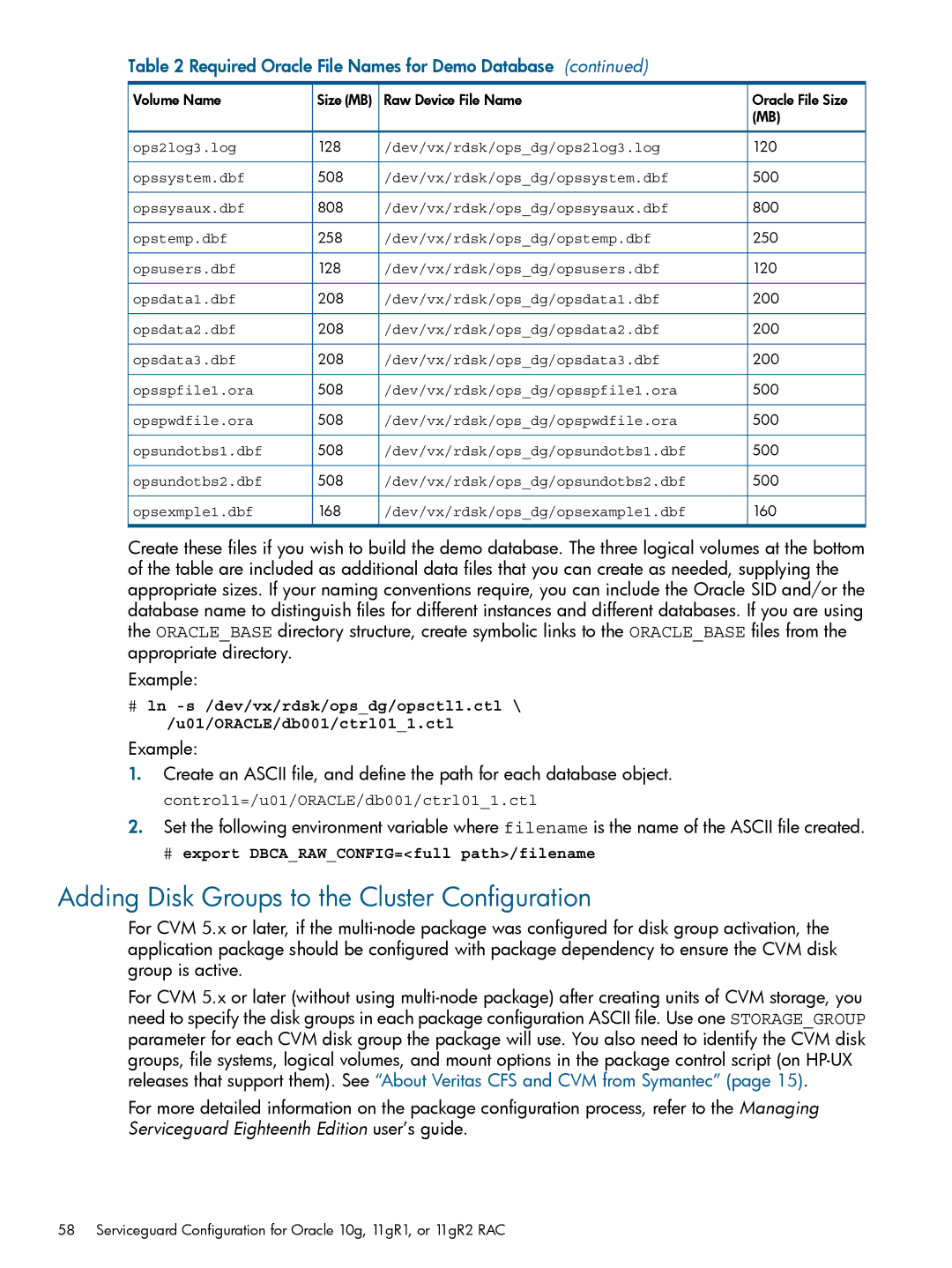 HP Serviceguard Extension for RAC (SGeRAC) manual Adding Disk Groups to the Cluster Configuration 