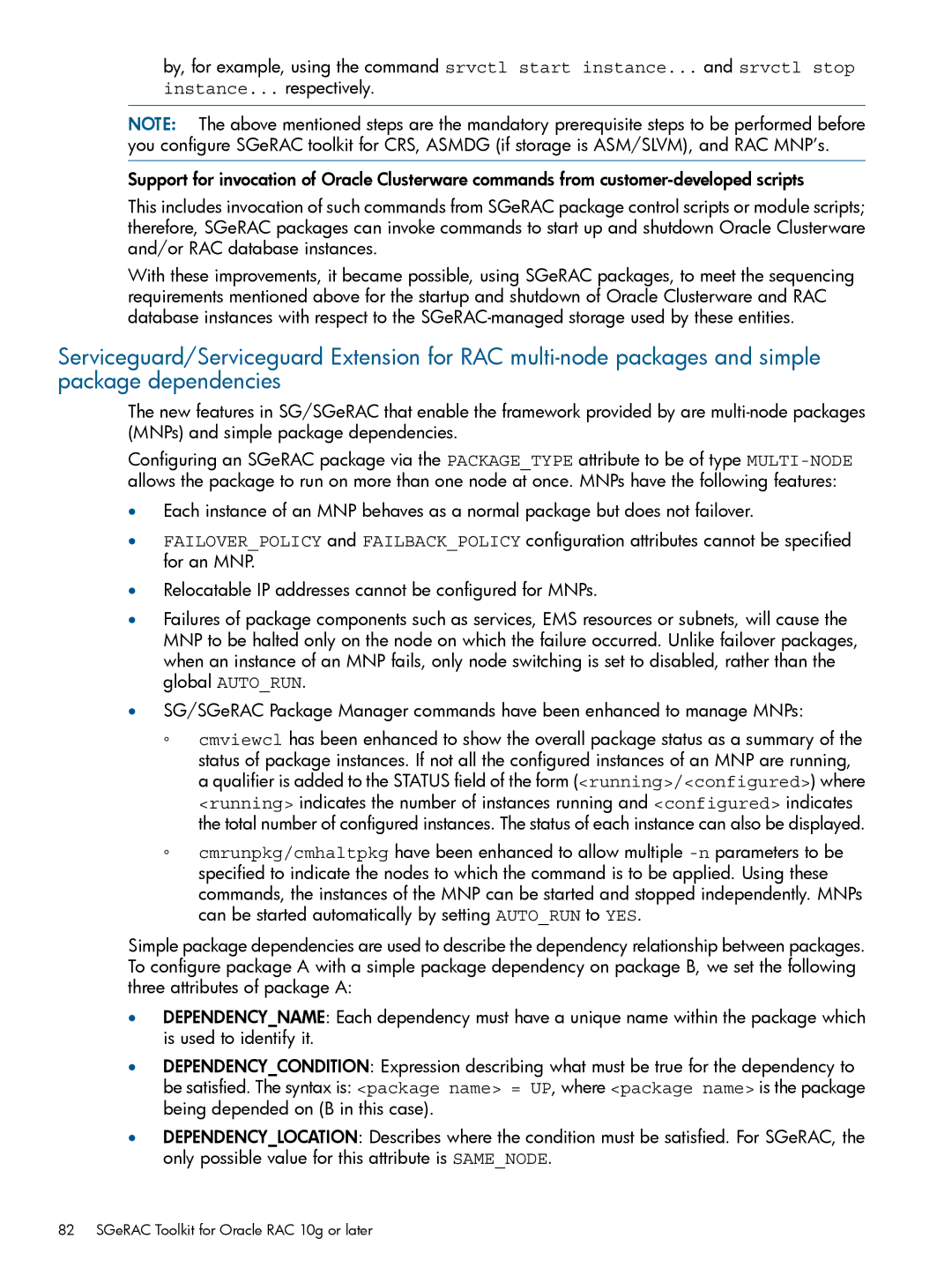 HP Serviceguard Extension for RAC (SGeRAC) manual SGeRAC Toolkit for Oracle RAC 10g or later 
