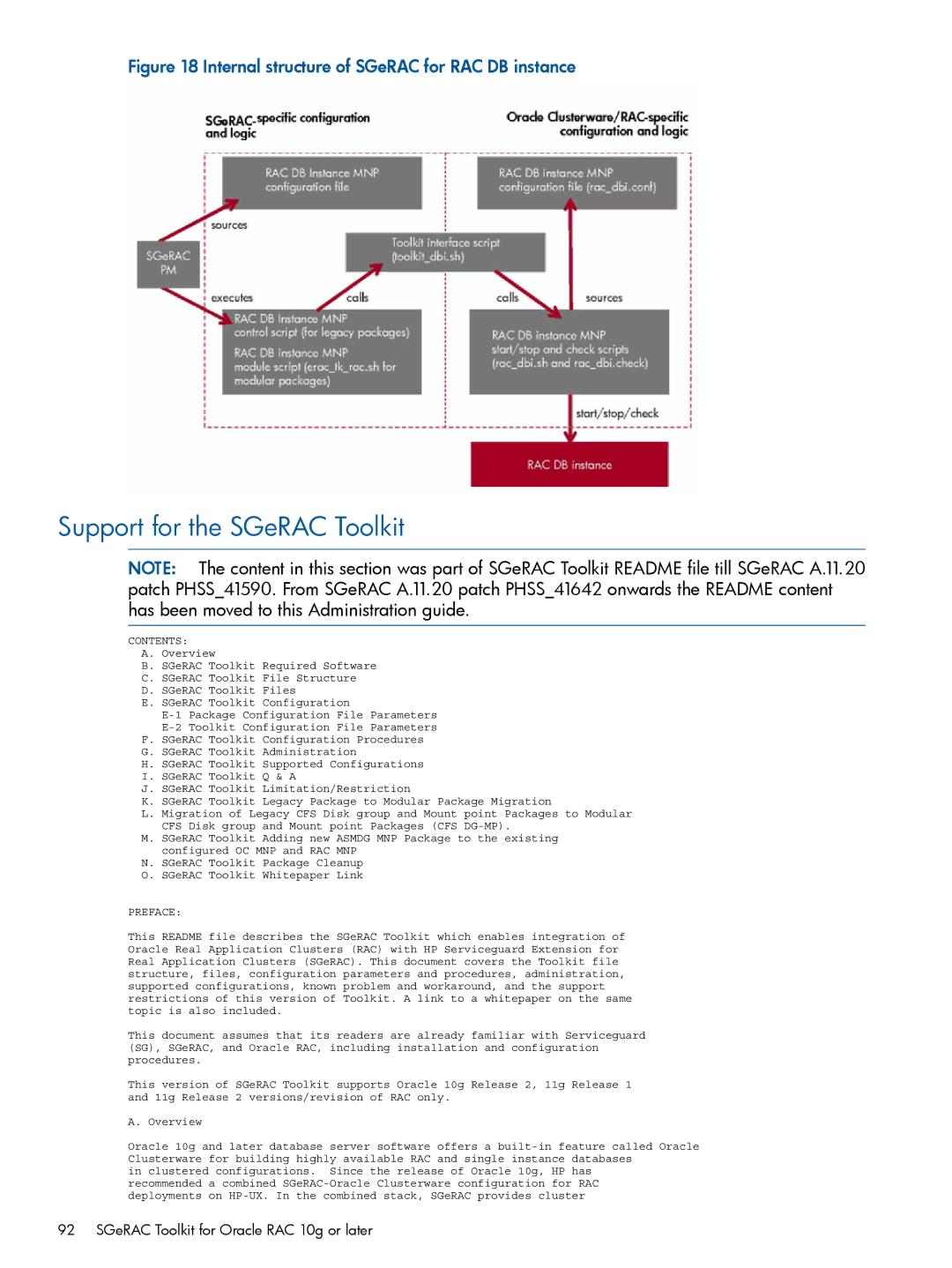 HP Serviceguard Extension for RAC (SGeRAC) manual Support for the SGeRAC Toolkit, Contents 