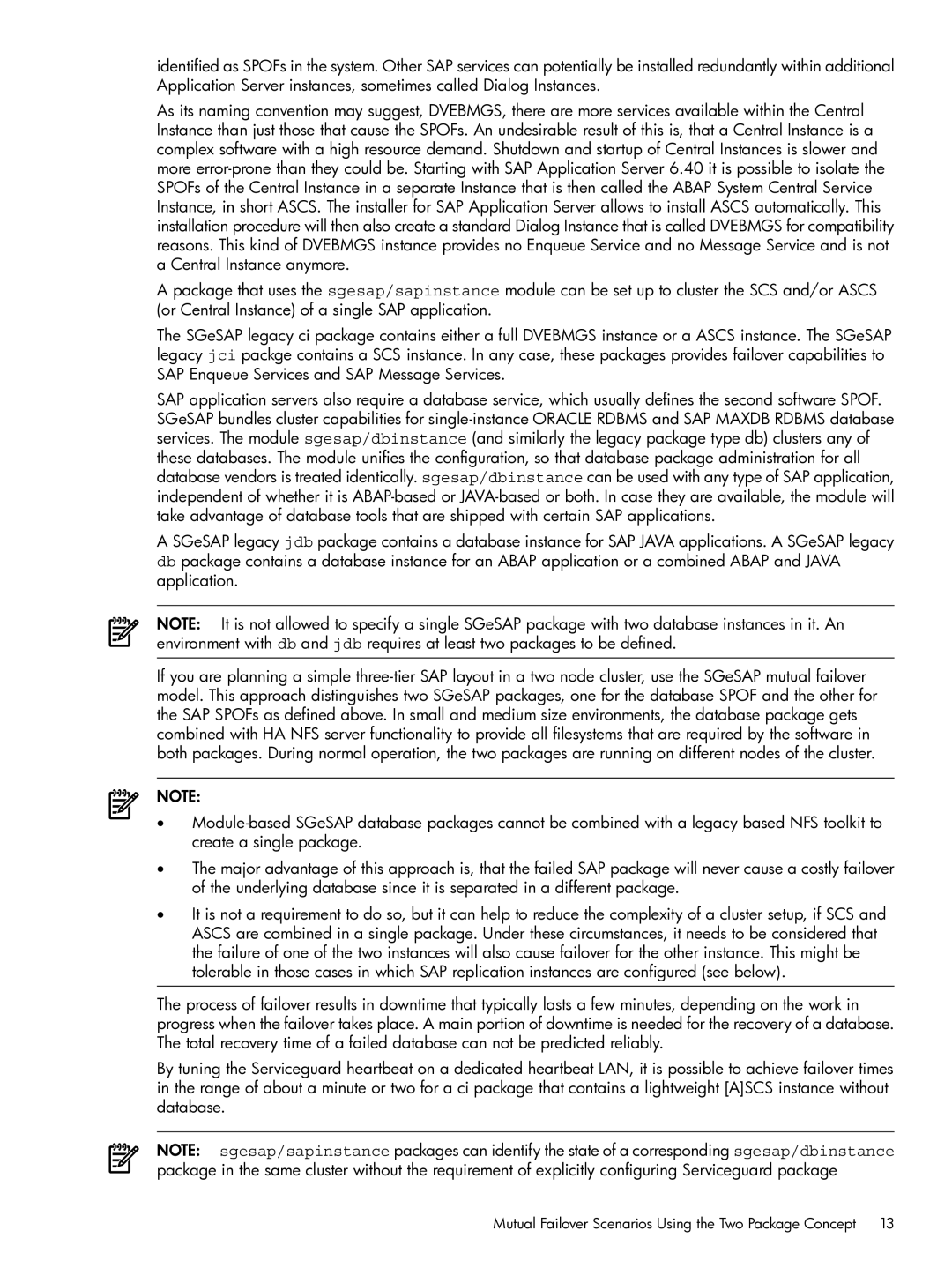 HP Serviceguard Extension for SAP (SGeSAP) manual Mutual Failover Scenarios Using the Two Package Concept 