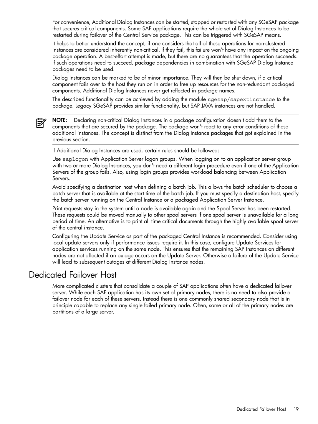 HP Serviceguard Extension for SAP (SGeSAP) manual Dedicated Failover Host 