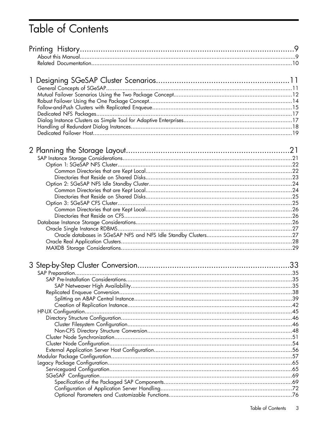 HP Serviceguard Extension for SAP (SGeSAP) manual Table of Contents 