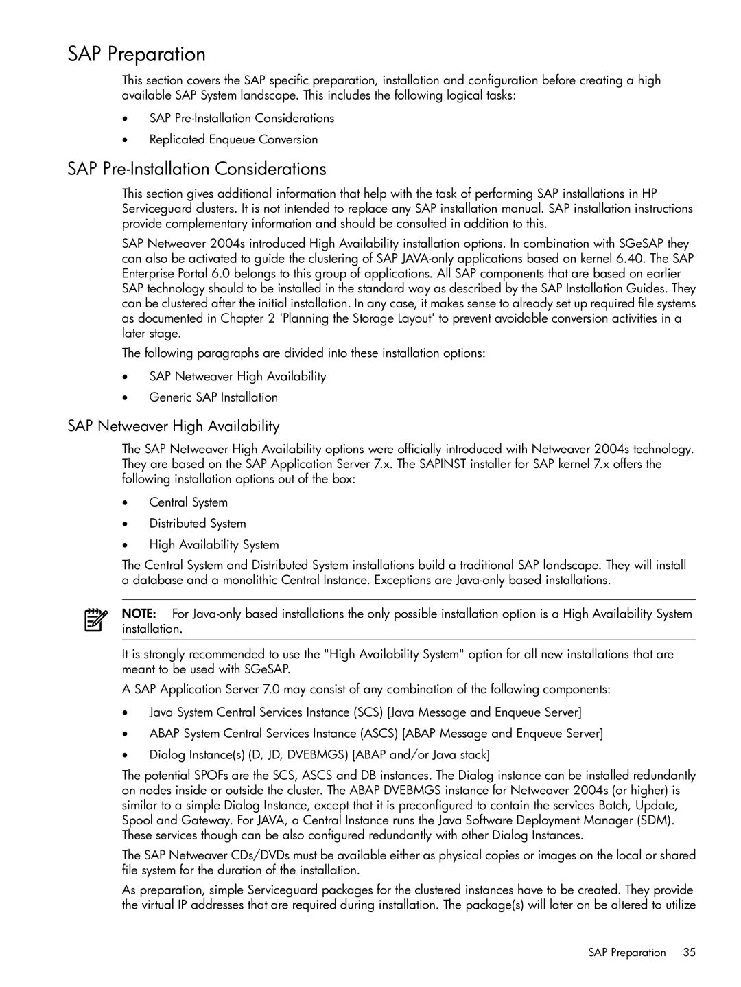 HP Serviceguard Extension for SAP (SGeSAP) manual SAP Preparation, SAP Pre-Installation Considerations 