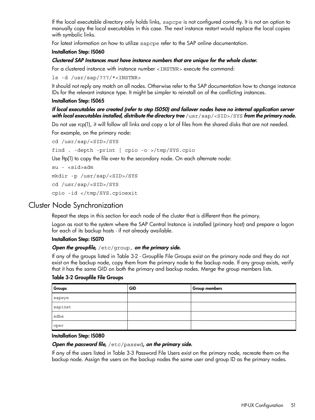 HP Serviceguard Extension for SAP (SGeSAP) manual Cluster Node Synchronization 