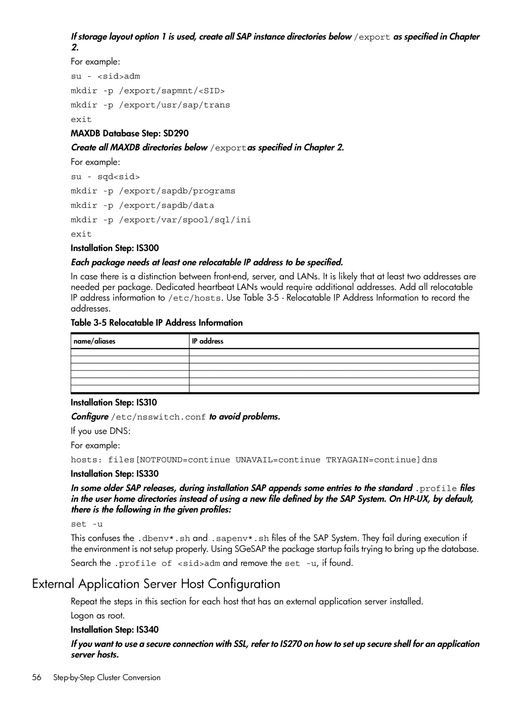 HP Serviceguard Extension for SAP (SGeSAP) manual External Application Server Host Configuration, Set -u 