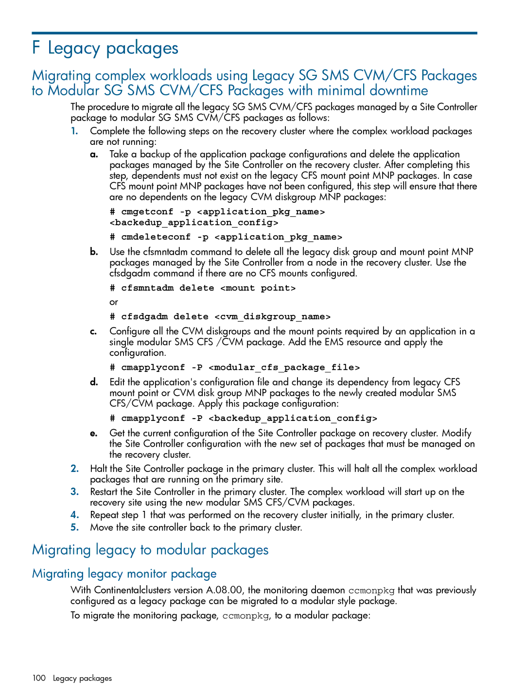 HP Serviceguard Metrocluster manual Legacy packages, Migrating legacy to modular packages, Migrating legacy monitor package 