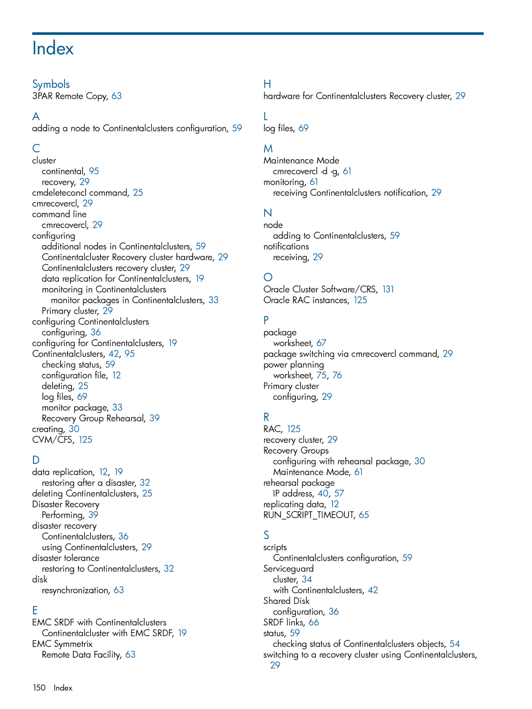 HP Serviceguard Metrocluster manual Index, Symbols 