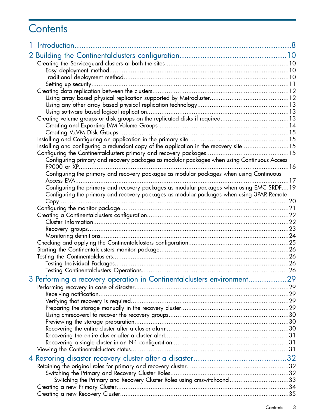 HP Serviceguard Metrocluster manual Contents 