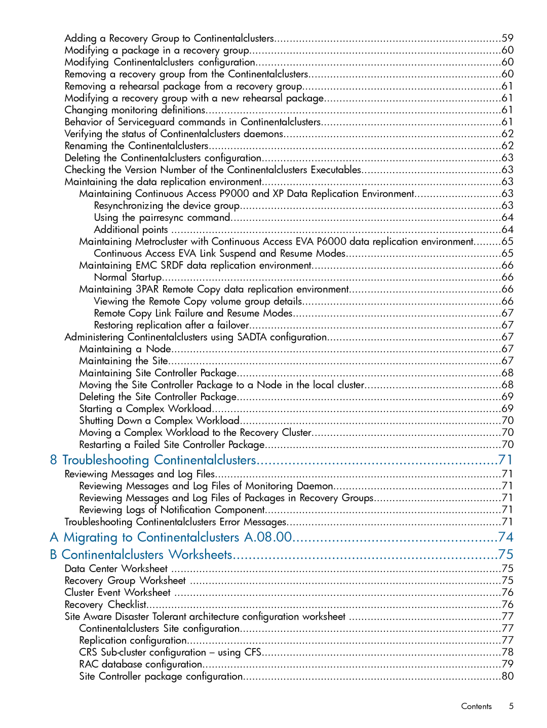 HP Serviceguard Metrocluster manual Troubleshooting Continentalclusters 