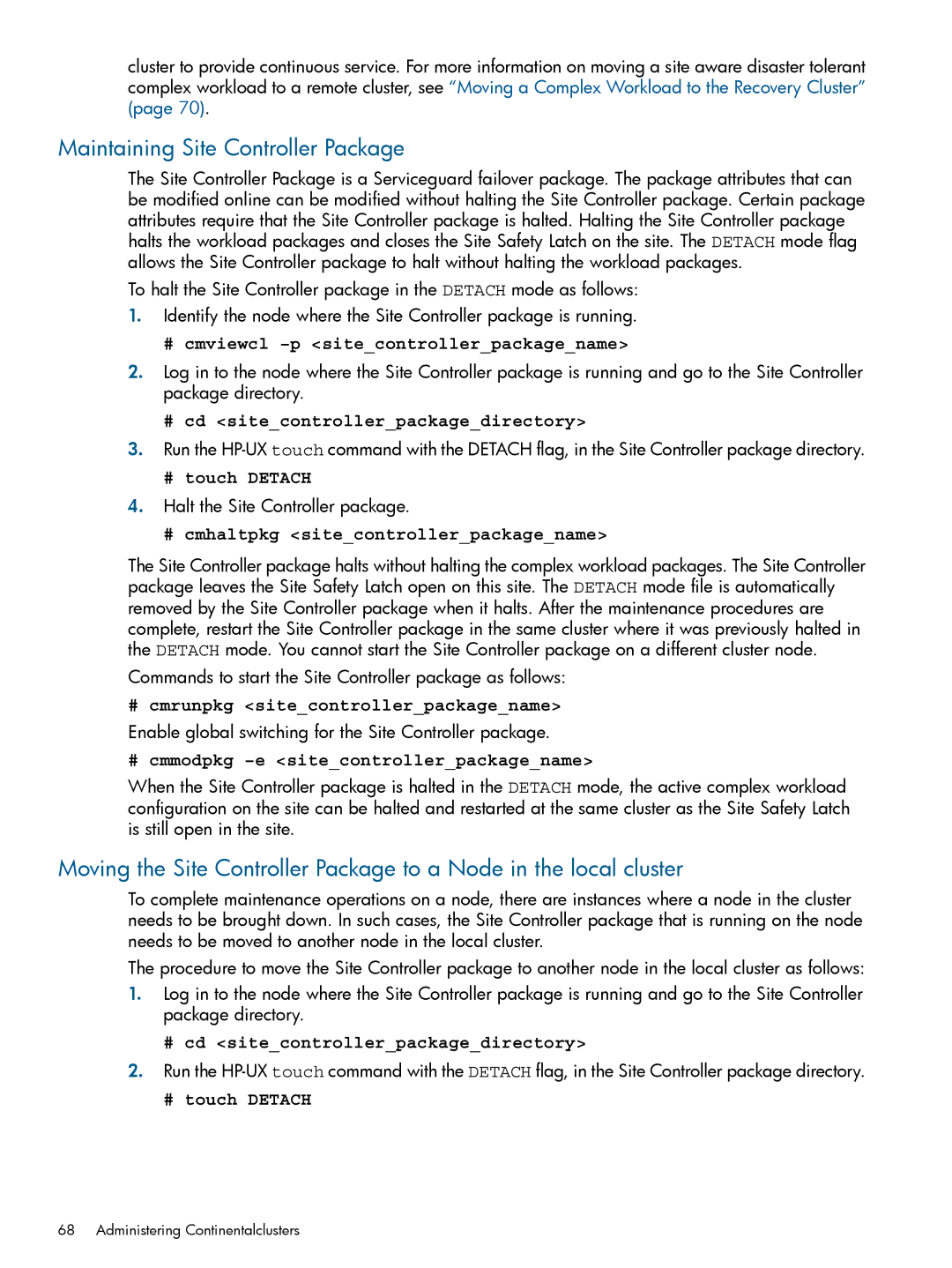 HP Serviceguard Metrocluster manual Maintaining Site Controller Package 