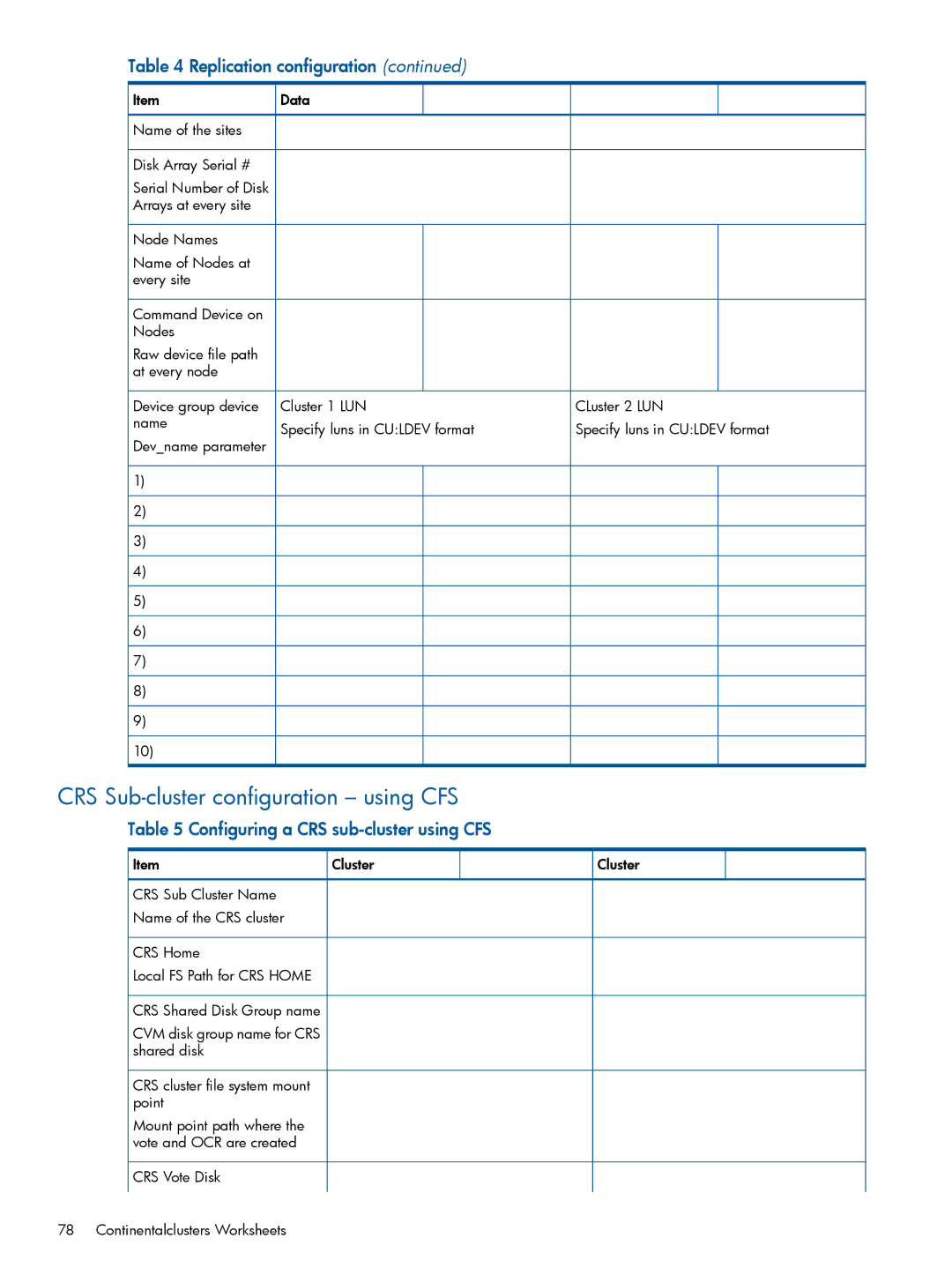 HP Serviceguard Metrocluster manual CRS Sub-cluster configuration using CFS, Configuring a CRS sub-cluster using CFS 