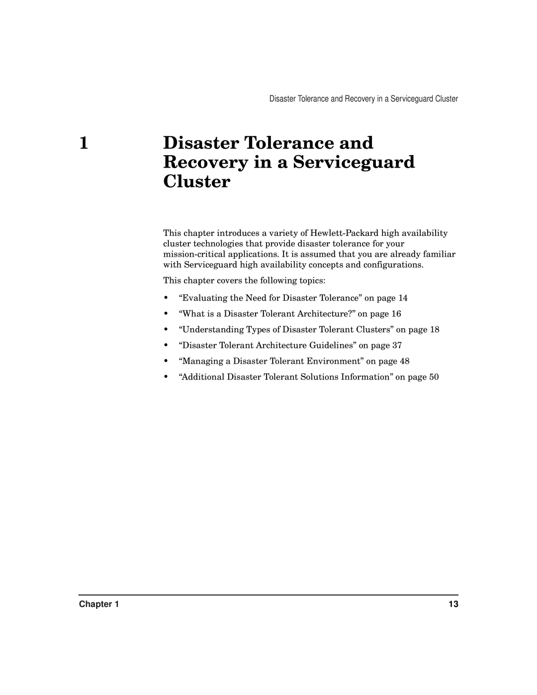 HP serviceguard t2808-90006 manual Disaster Tolerance 