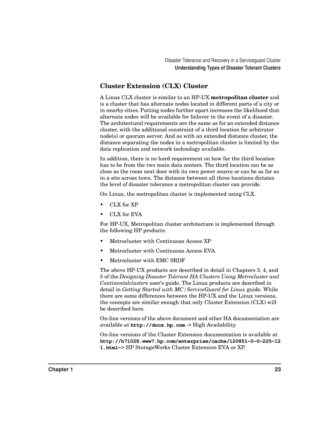 HP serviceguard t2808-90006 manual Cluster Extension CLX Cluster 