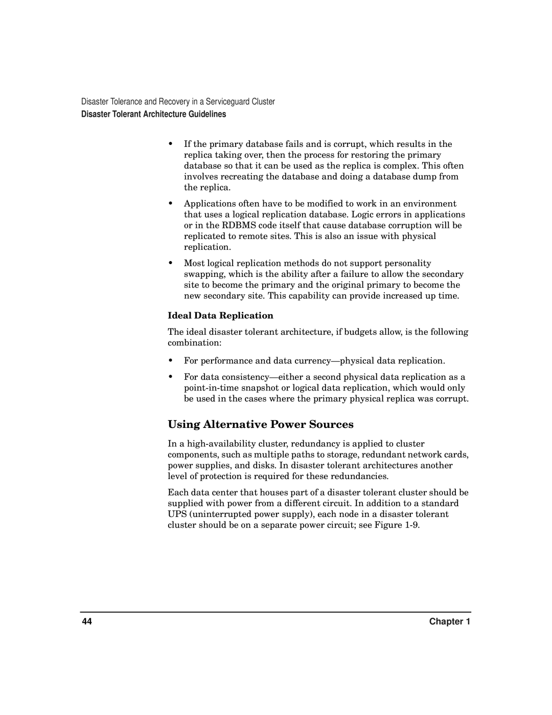 HP serviceguard t2808-90006 manual Using Alternative Power Sources, Ideal Data Replication 