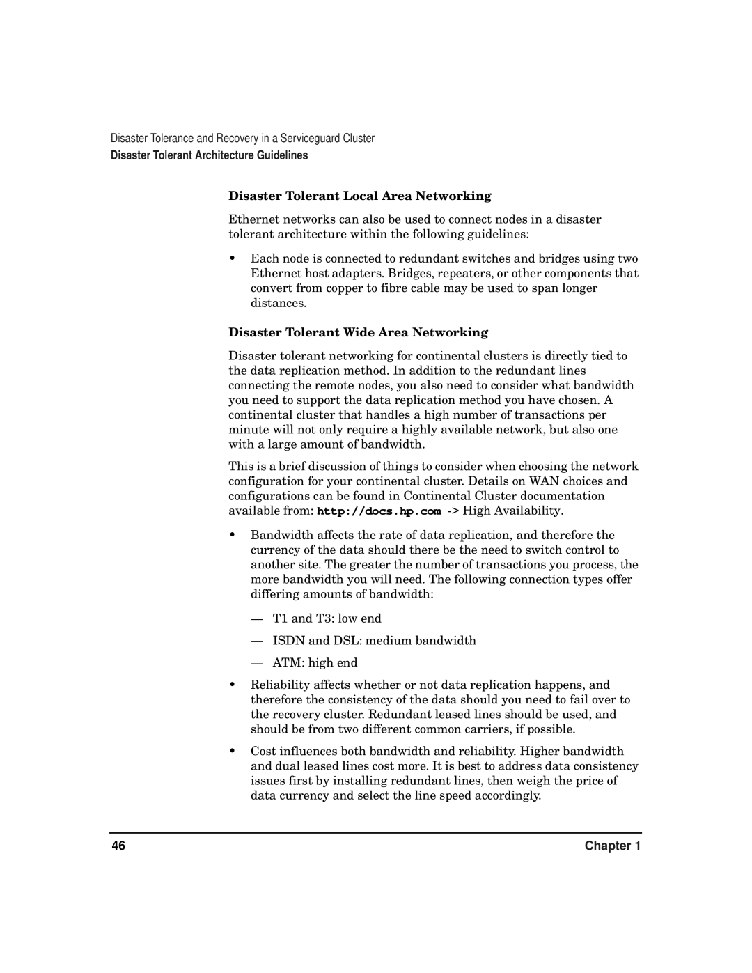 HP serviceguard t2808-90006 manual Disaster Tolerant Local Area Networking, Disaster Tolerant Wide Area Networking 