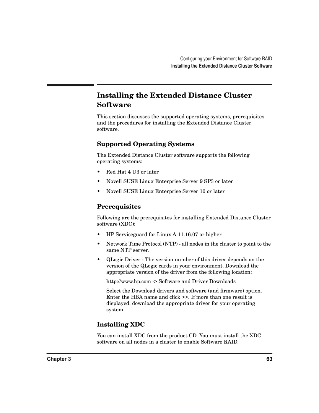 HP serviceguard t2808-90006 Installing the Extended Distance Cluster Software, Supported Operating Systems, Prerequisites 