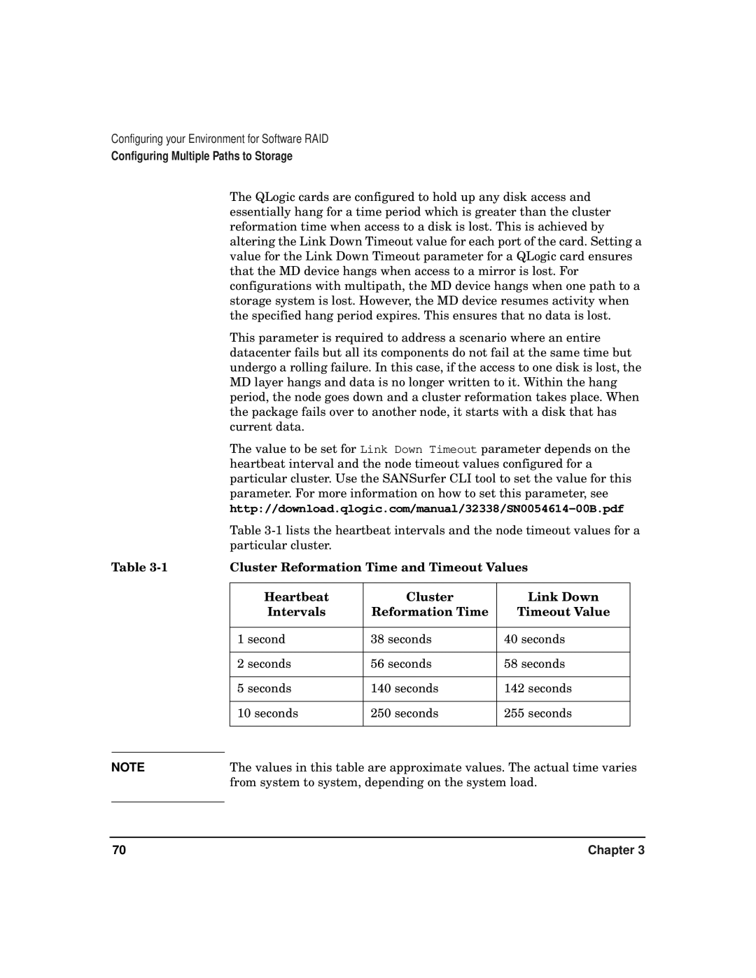 HP serviceguard t2808-90006 manual Cluster Reformation Time and Timeout Values 