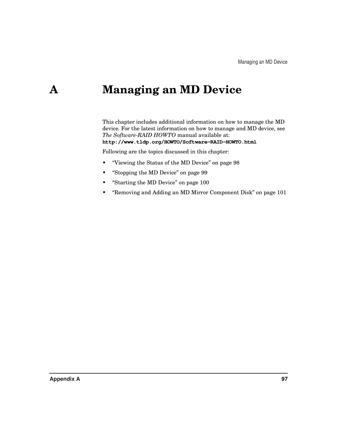 HP serviceguard t2808-90006 manual Managing an MD Device 