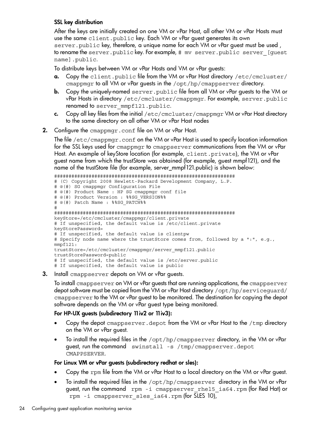 HP Serviceguard Toolkit for Integrity Virtual Servers manual Cmappserver, Rpm -i cmappserverslesia64.rpm for Sles 