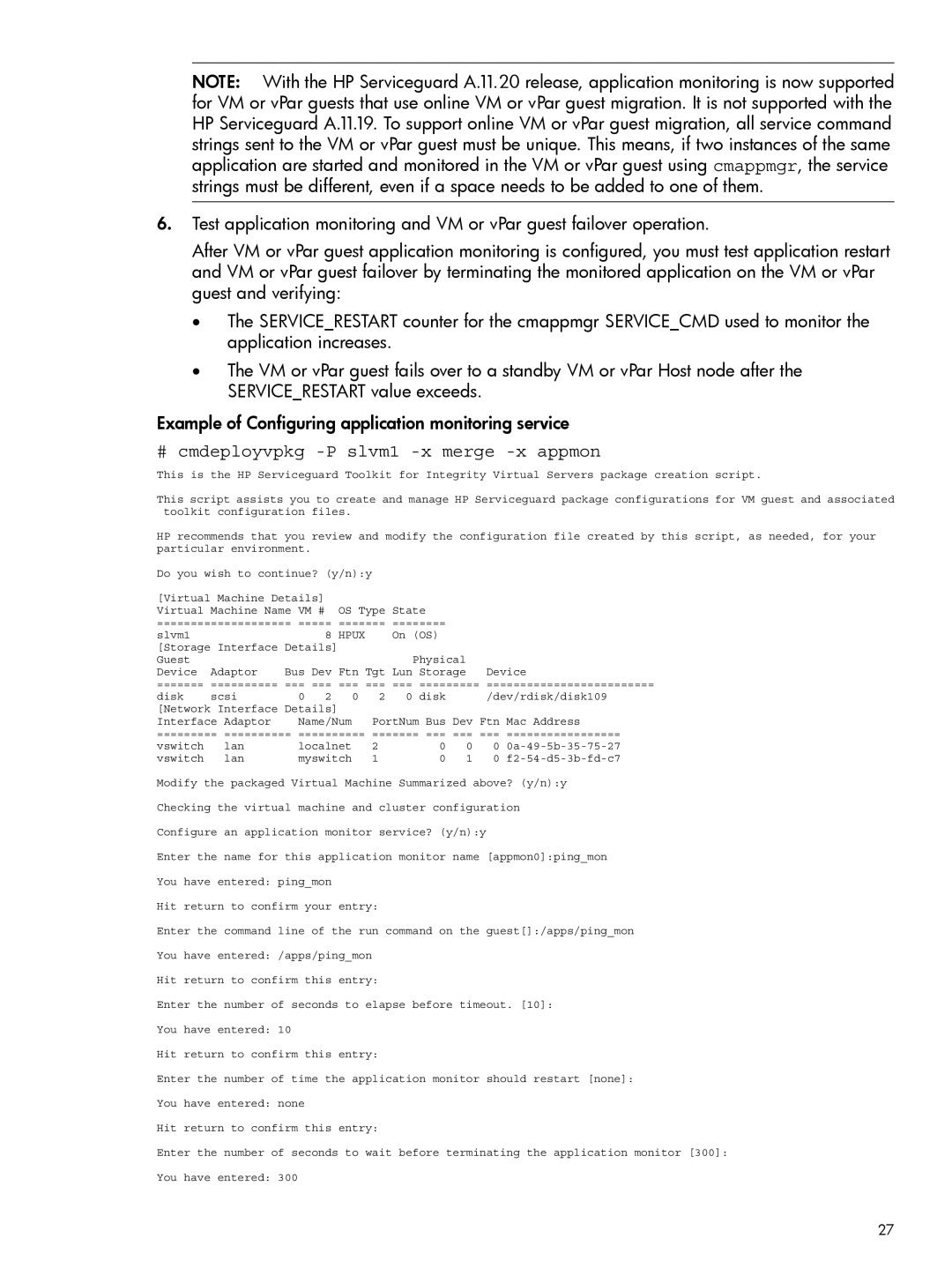 HP Serviceguard Toolkit for Integrity Virtual Servers manual # cmdeployvpkg -P slvm1 -x merge -x appmon, Hpux 