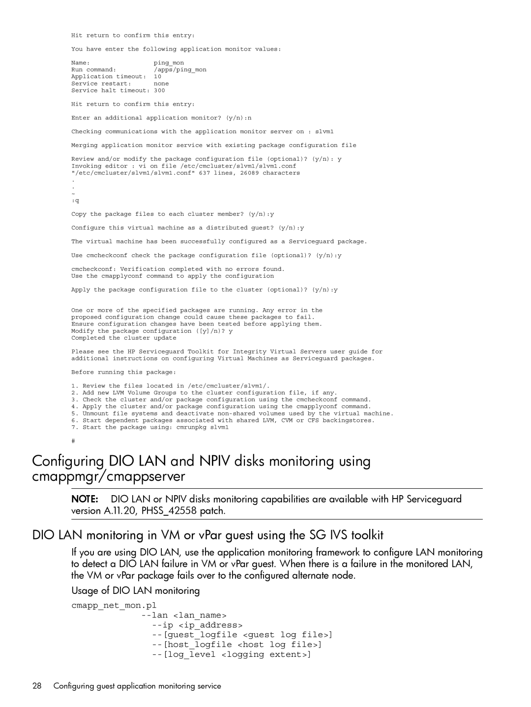 HP Serviceguard Toolkit for Integrity Virtual Servers manual Configuring guest application monitoring service 