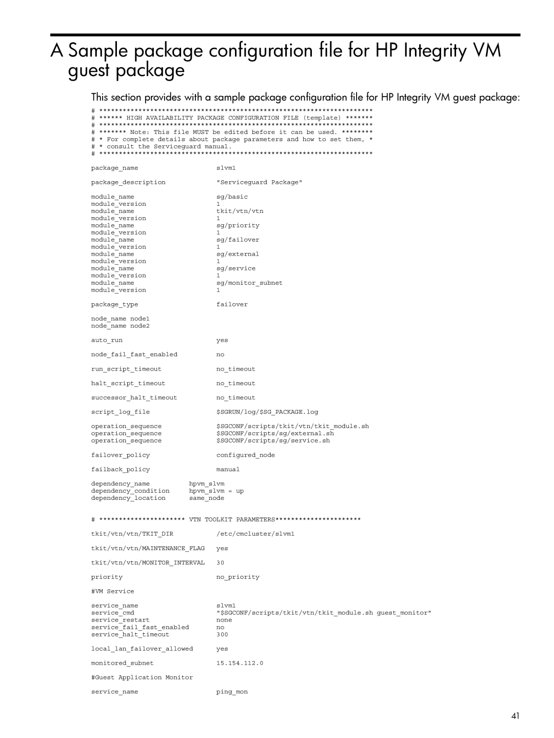 HP Serviceguard Toolkit for Integrity Virtual Servers manual 