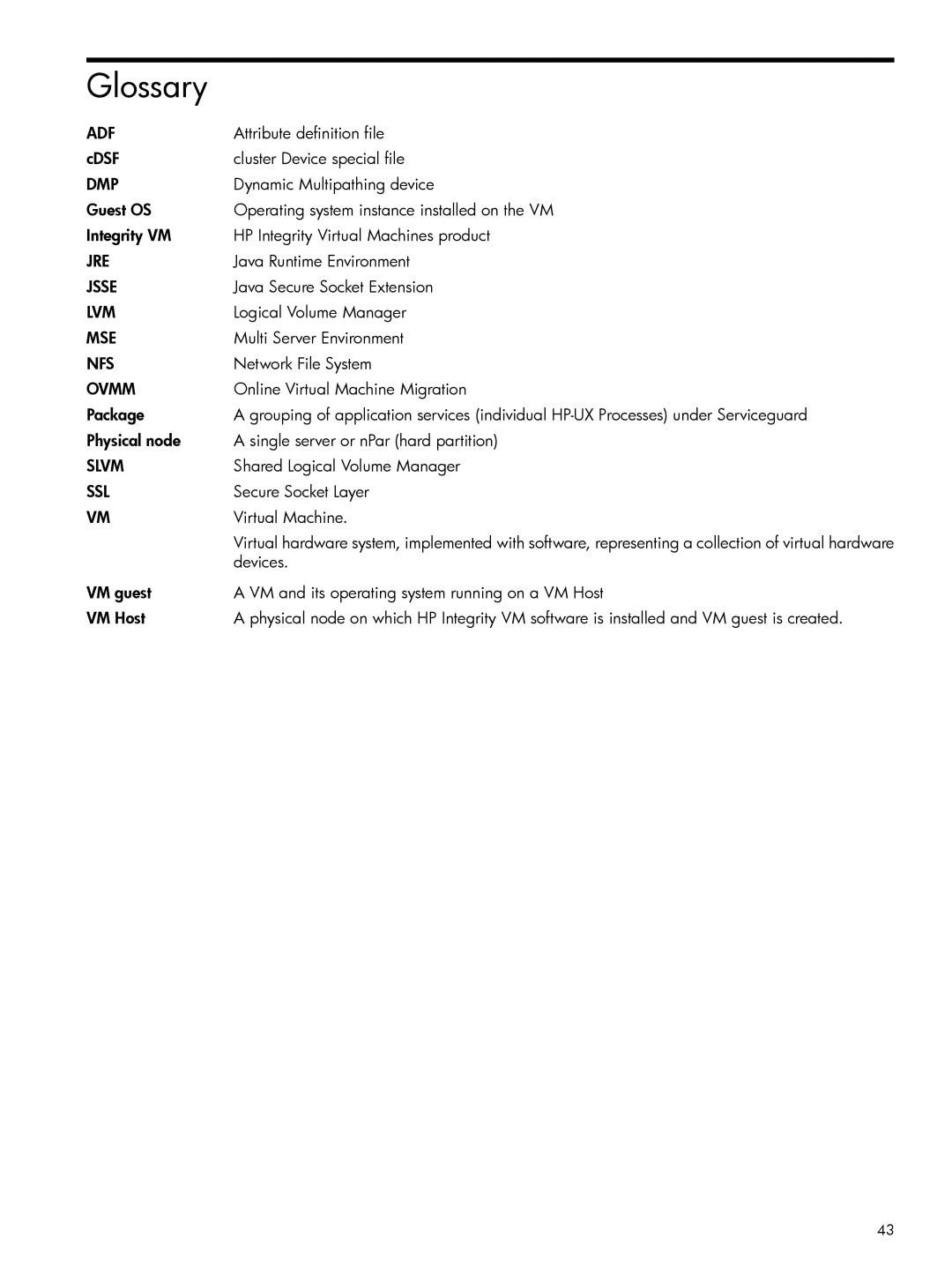 HP Serviceguard Toolkit for Integrity Virtual Servers manual Glossary, Dmp 