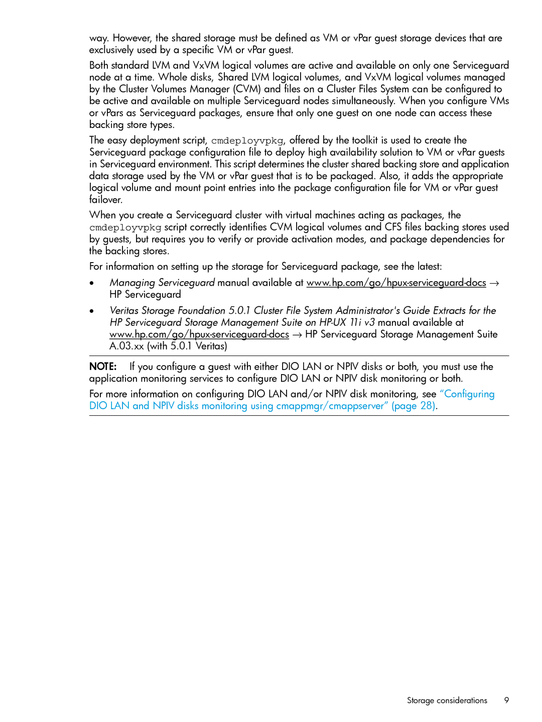 HP Serviceguard Toolkit for Integrity Virtual Servers manual Storage considerations 