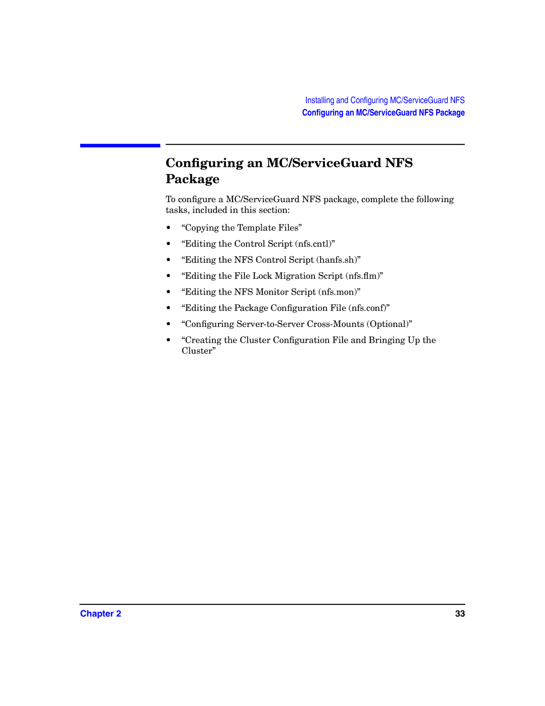 HP Serviceguard Toolkit for NFS manual Conﬁguring an MC/ServiceGuard NFS Package 