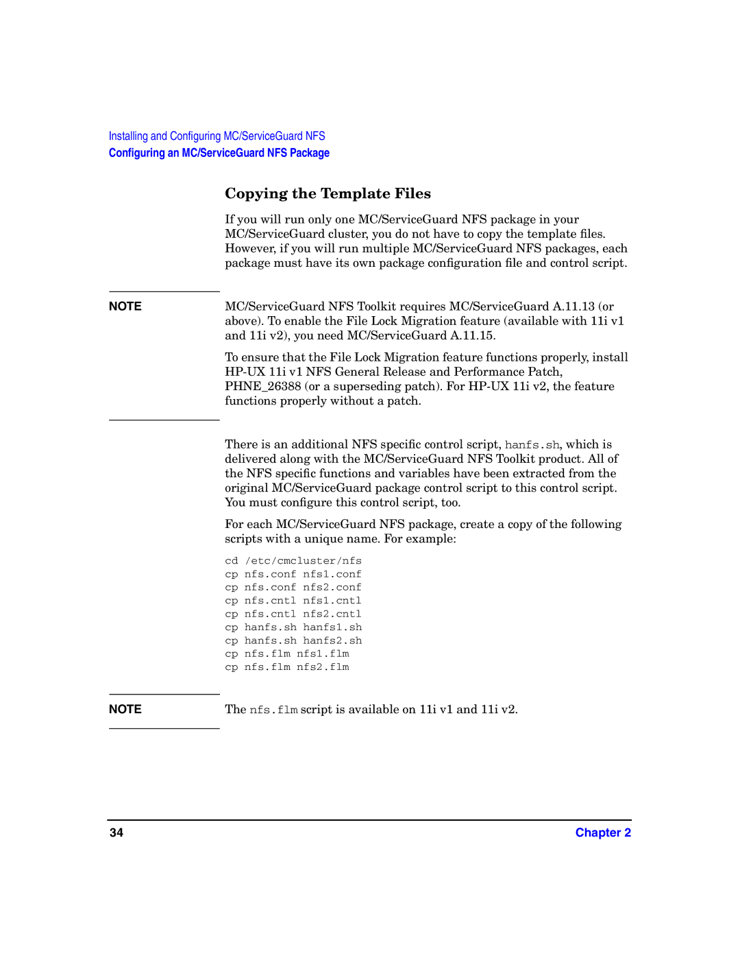 HP Serviceguard Toolkit for NFS manual Copying the Template Files 