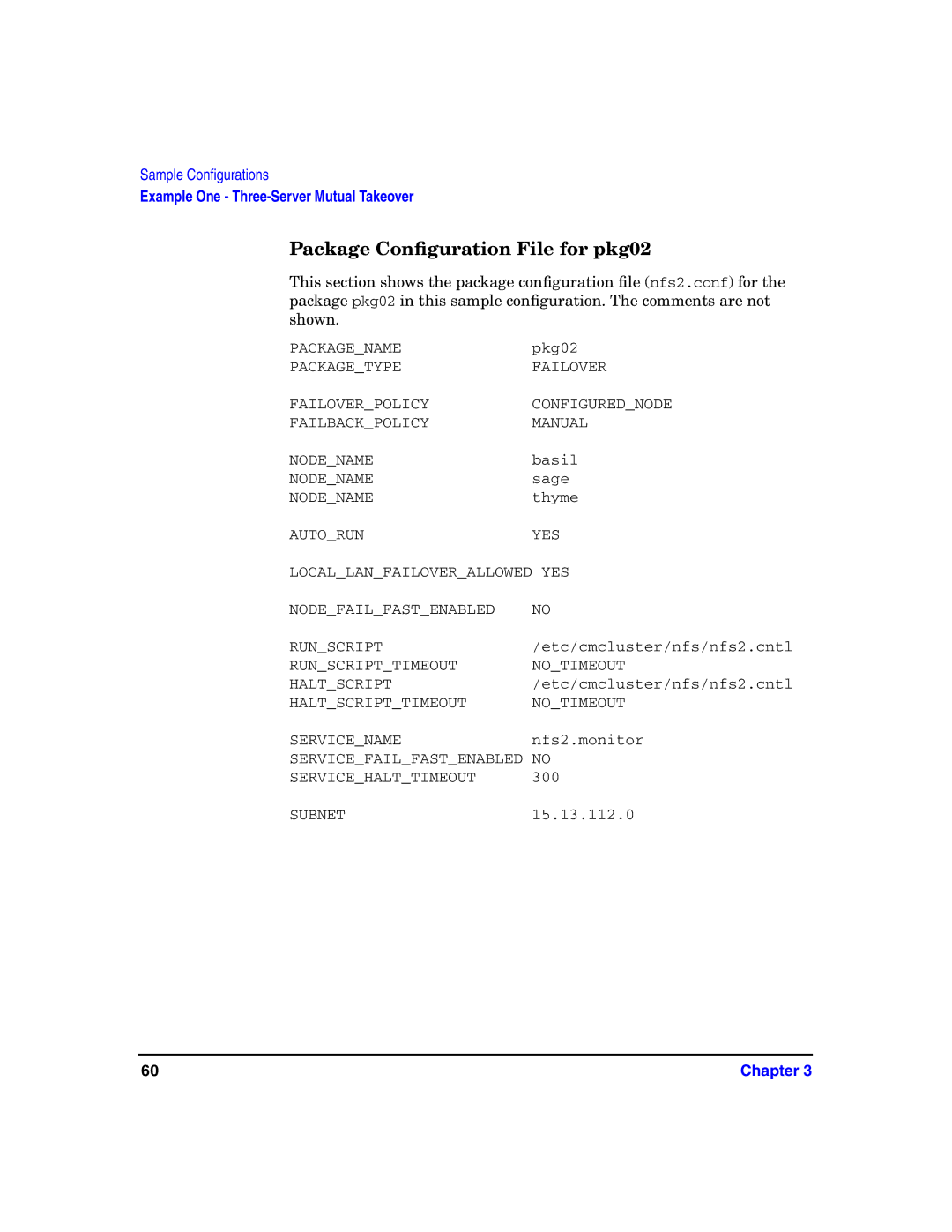 HP Serviceguard Toolkit for NFS manual Package Conﬁguration File for pkg02 