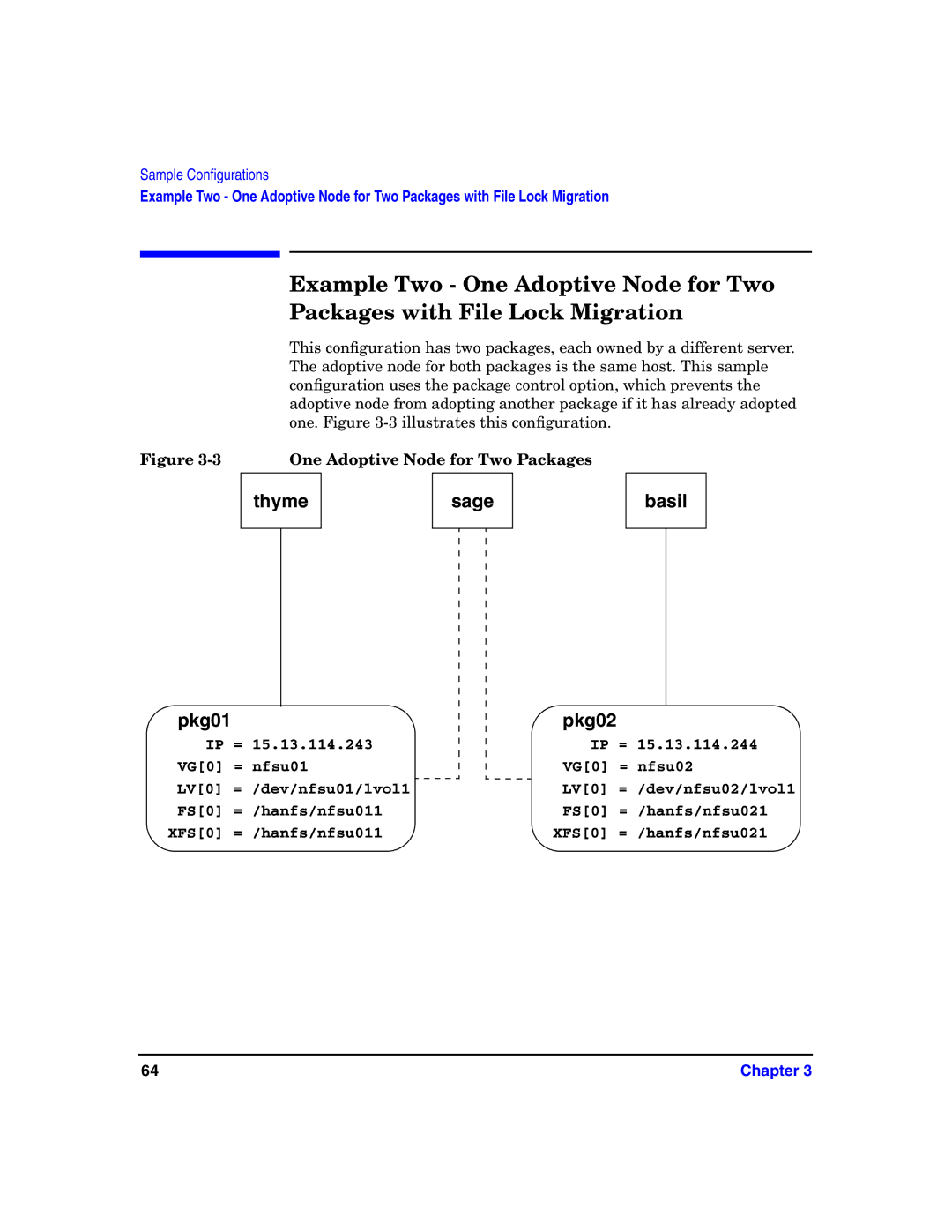 HP Serviceguard Toolkit for NFS manual Example Two One Adoptive Node for Two, Packages with File Lock Migration 