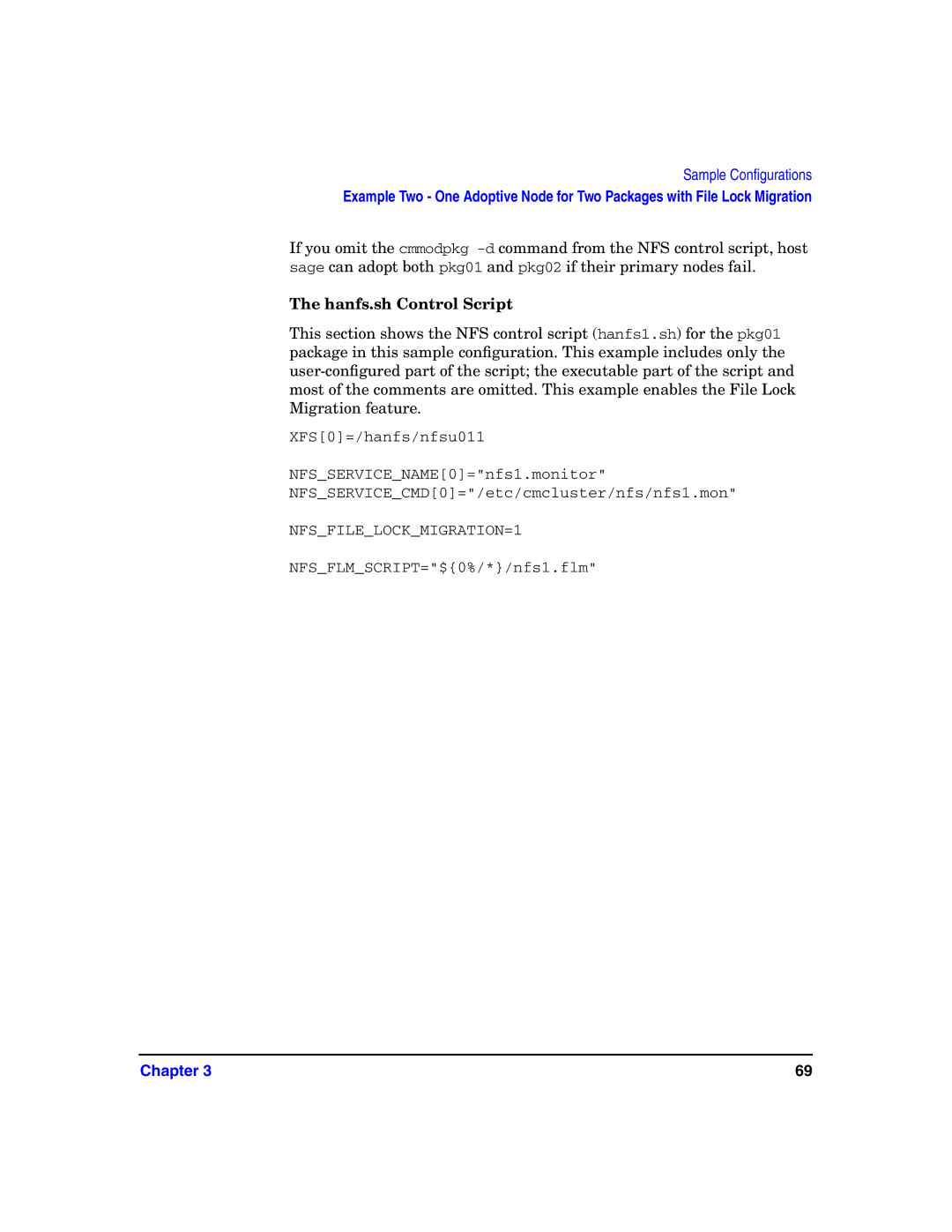 HP Serviceguard Toolkit for NFS manual Hanfs.sh Control Script 