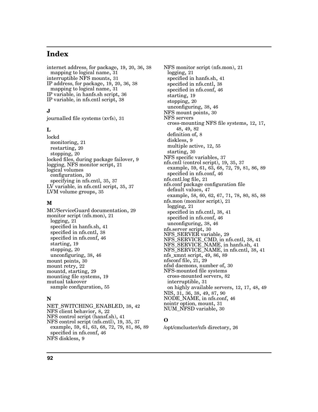 HP Serviceguard Toolkit for NFS manual Index 