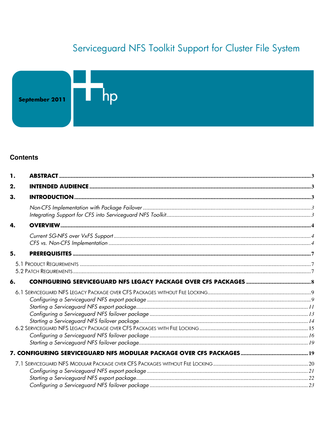 HP Serviceguard Toolkit for NFS manual Serviceguard NFS Toolkit Support for Cluster File System 