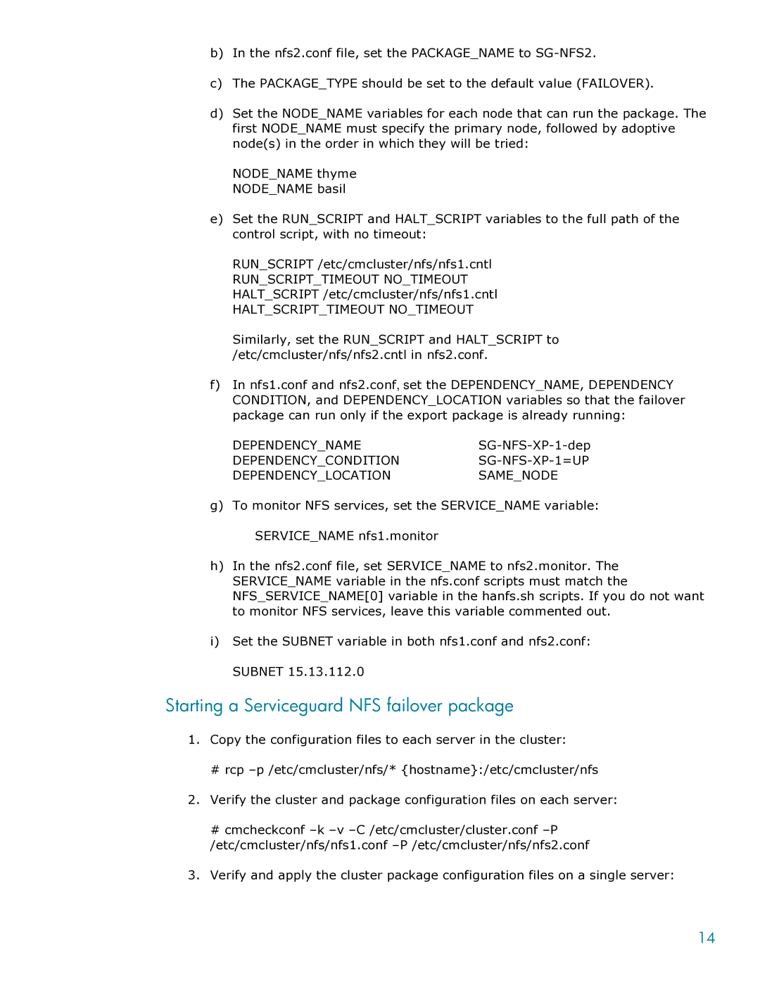 HP Serviceguard Toolkit for NFS manual Starting a Serviceguard NFS failover package 