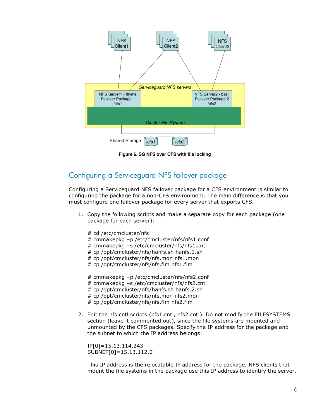 HP Serviceguard Toolkit for NFS manual SG NFS over CFS with file locking 