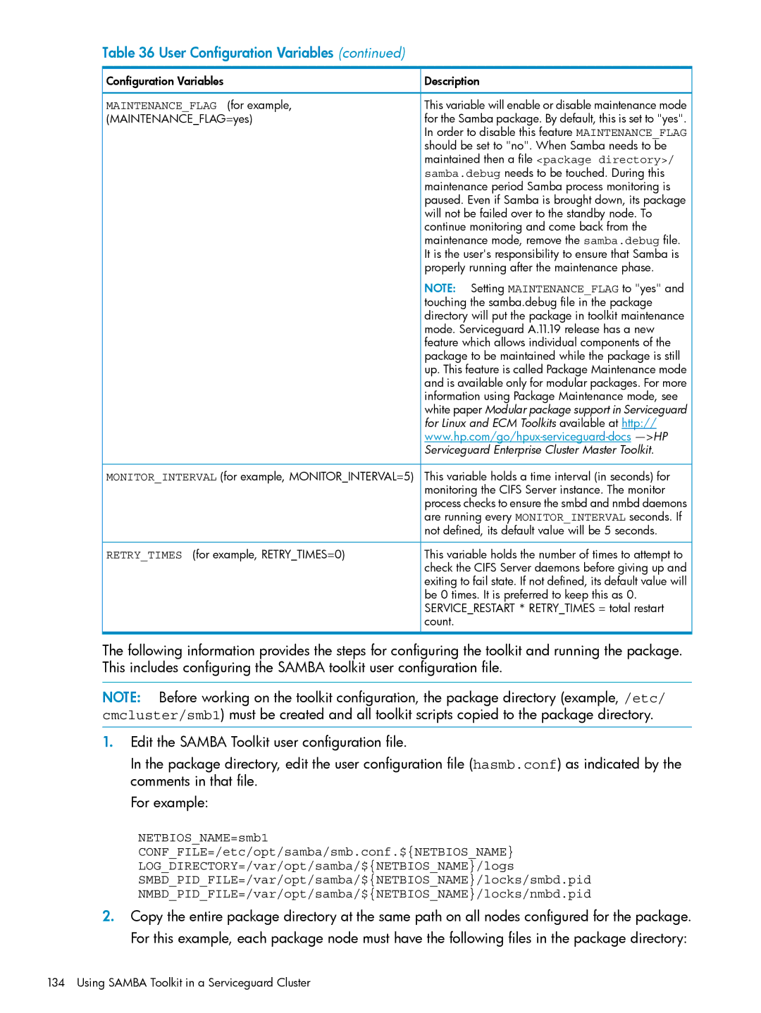 HP Serviceguard Toolkit for Oracle Data Guard MAINTENANCEFLAG=yes, Should be set to no. When Samba needs to be, Count 