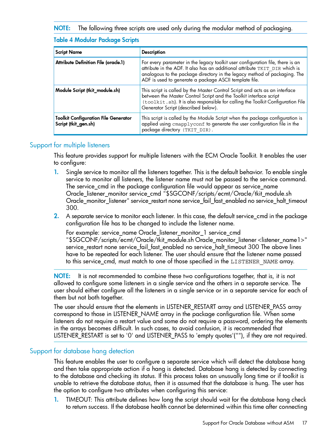 HP Serviceguard Toolkit for Oracle Data Guard Modular Package Scripts, Generator Script described below, Script tkitgen.sh 