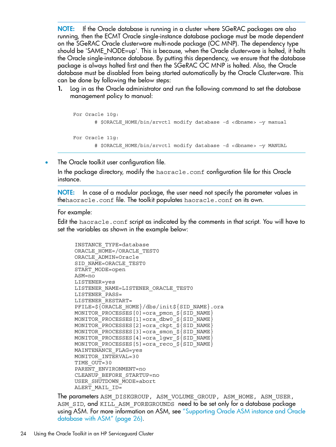 HP Serviceguard Toolkit for Oracle Data Guard manual ORACLEHOME=/ORACLETEST0 