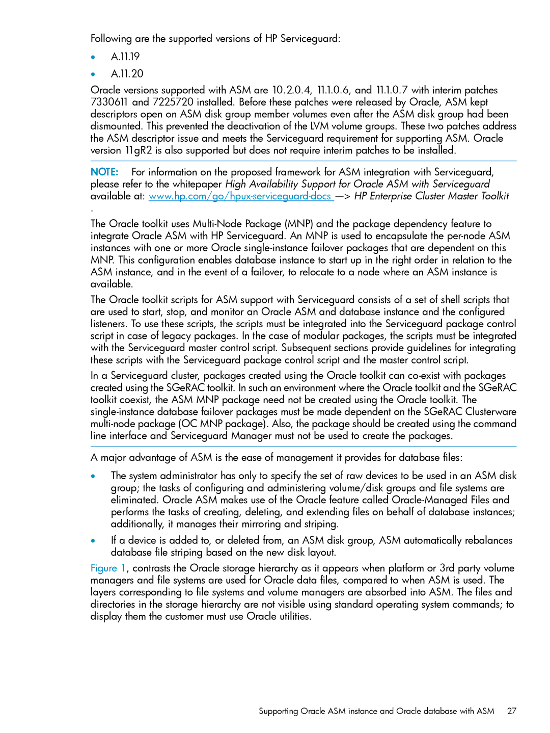 HP Serviceguard Toolkit for Oracle Data Guard manual Supporting Oracle ASM instance and Oracle database with ASM 