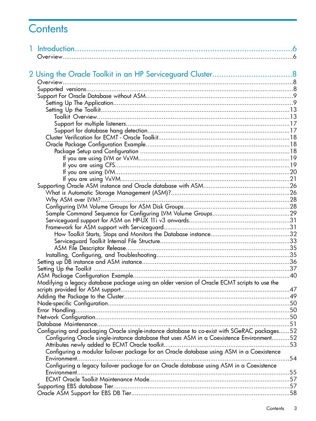 HP Serviceguard Toolkit for Oracle Data Guard manual Contents 