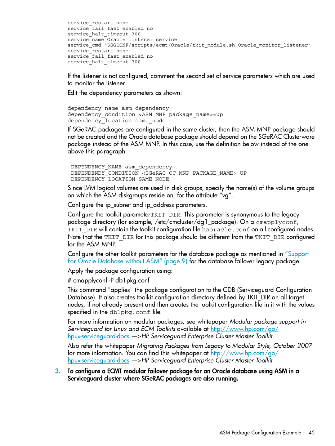 HP Serviceguard Toolkit for Oracle Data Guard manual Dependencylocation Samenode 
